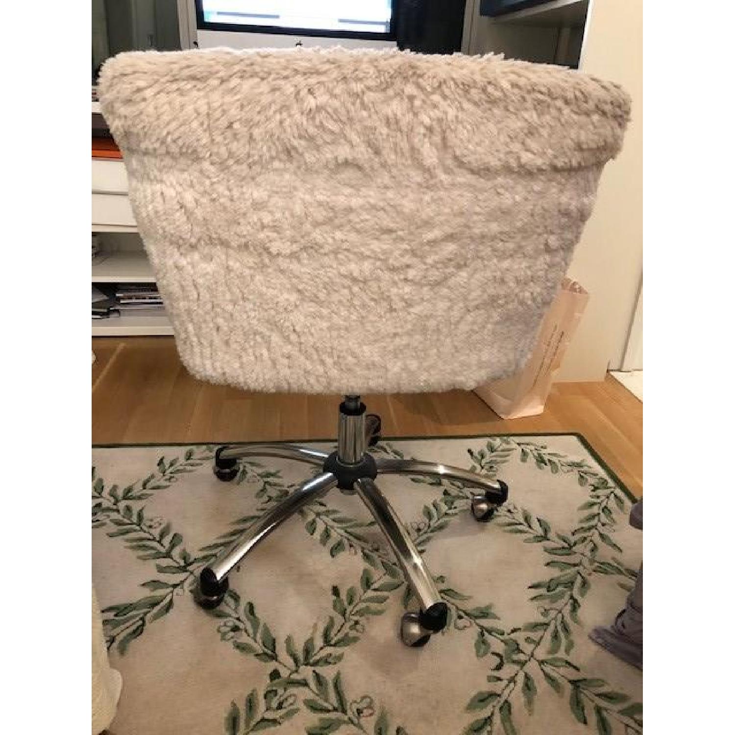Pottery Barn Ivory Faux Fur Desk Chair - image-2