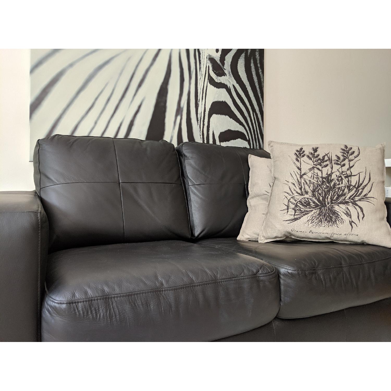Ikea Modern Black Leather Loveseat - image-2