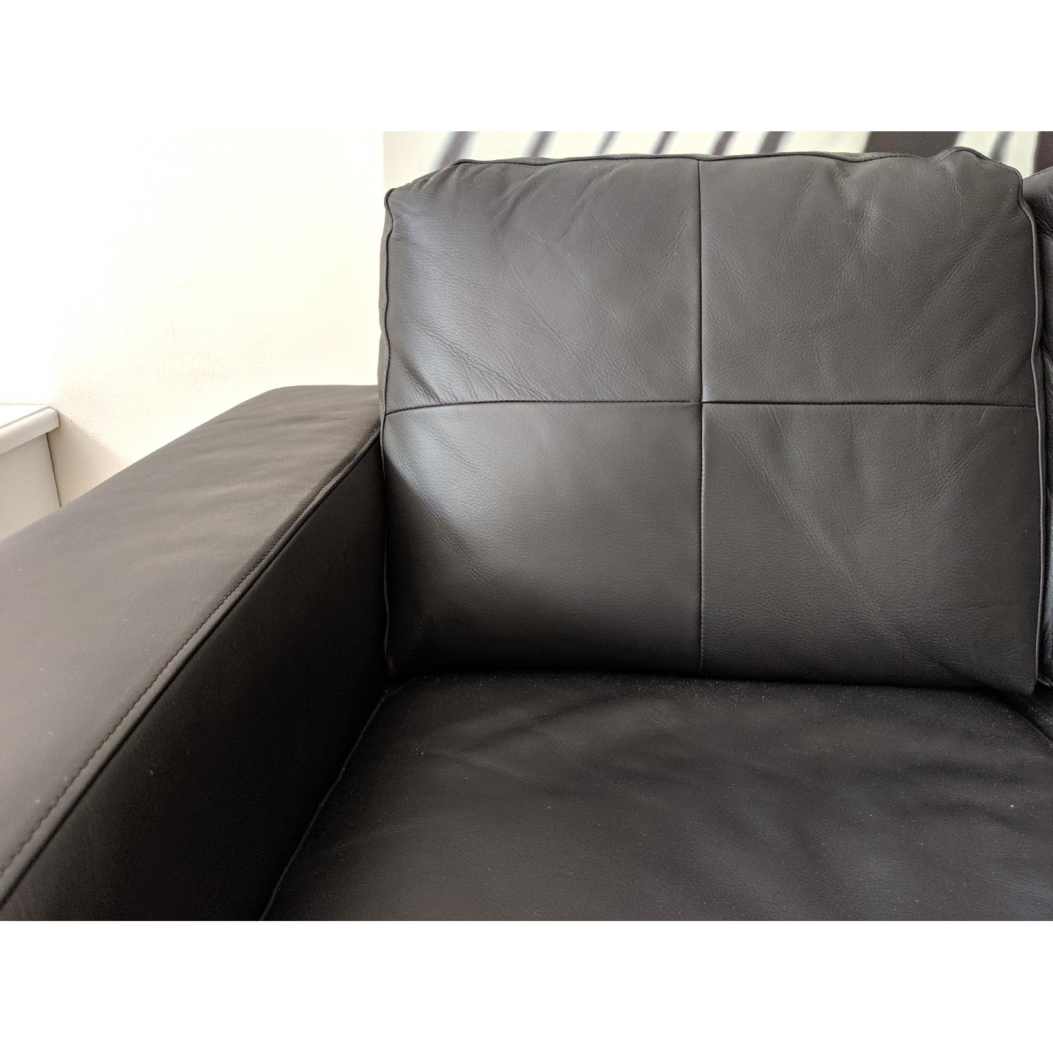 Ikea Modern Black Leather Loveseat - image-3