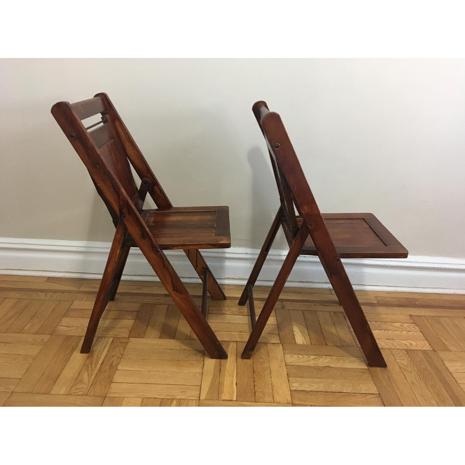 Vintage Wood Slat Folding Chairs - image-2