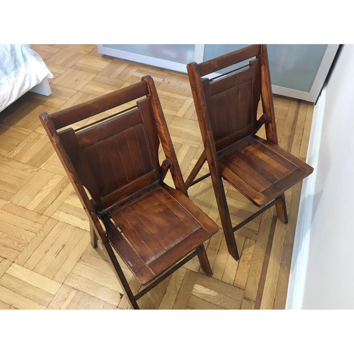 Vintage Wood Slat Folding Chairs - image-4
