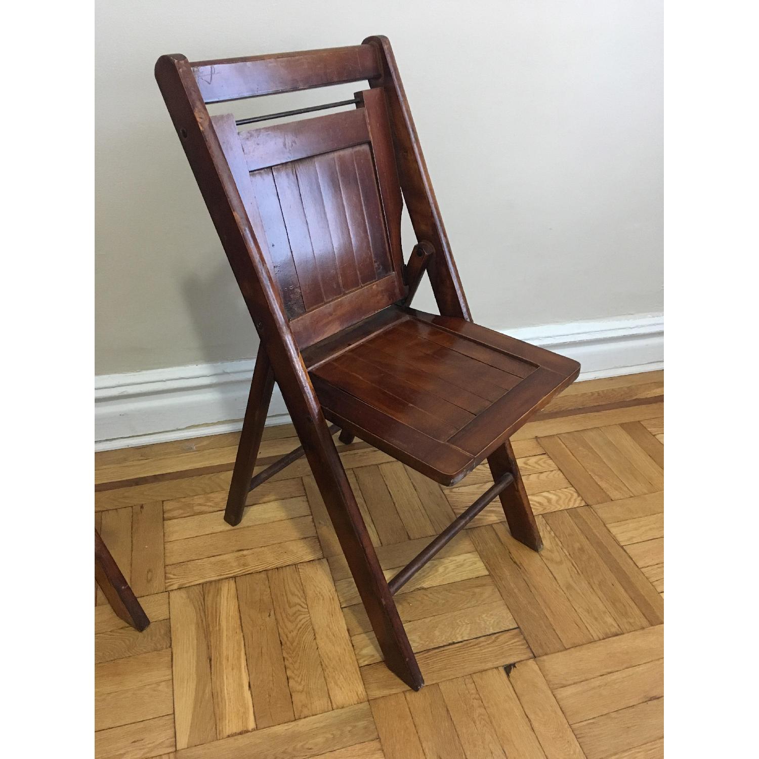 Vintage Wood Slat Folding Chairs - image-7