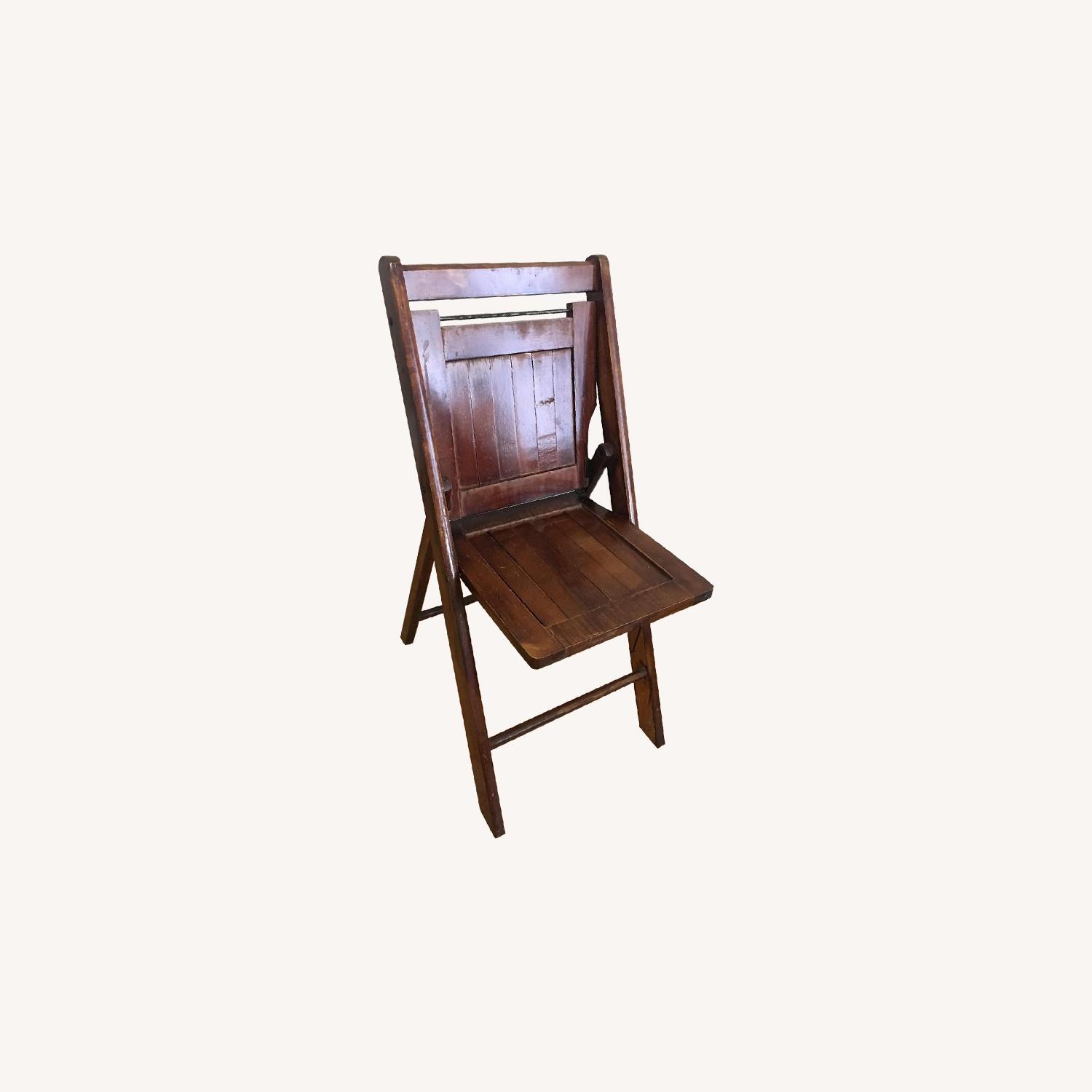 Vintage Wood Slat Folding Chairs - image-0