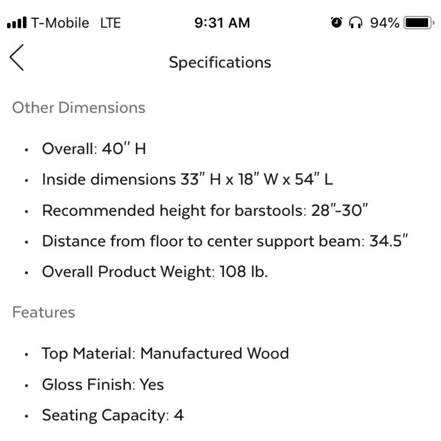 White Gloss Lacquer Pub/Bar Table - image-5