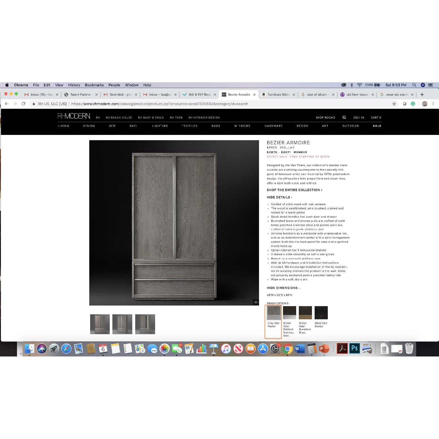 Restoration Hardware Bezier Armoire AptDeco