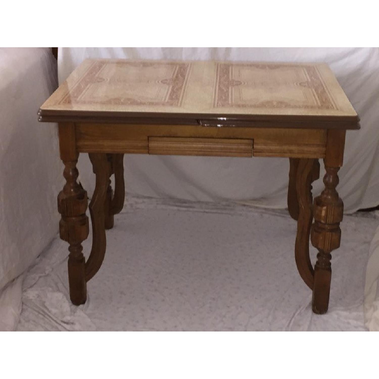 Vintage Ceramic Top Expandable Dining Table - image-1