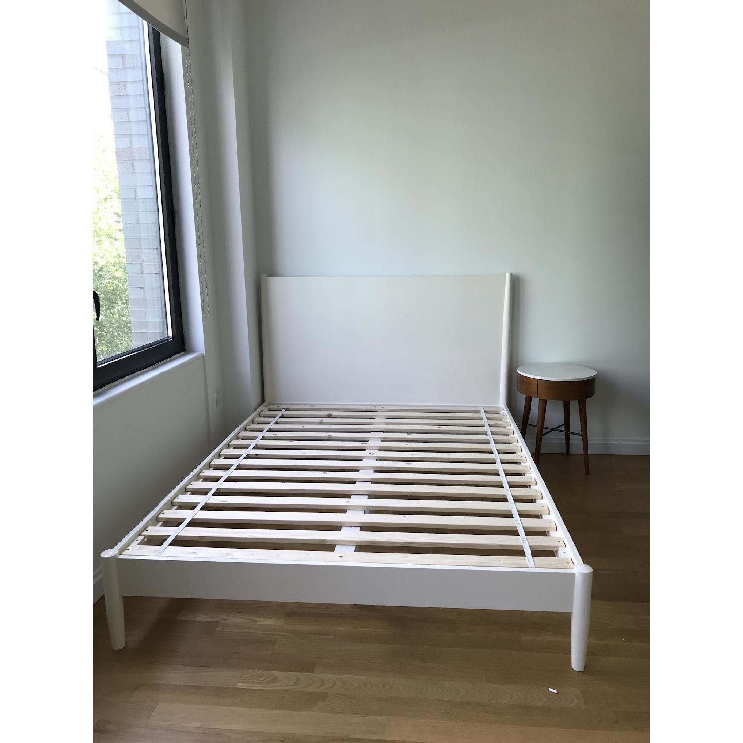 West Elm Mid Century Queen Bed in White - image-1