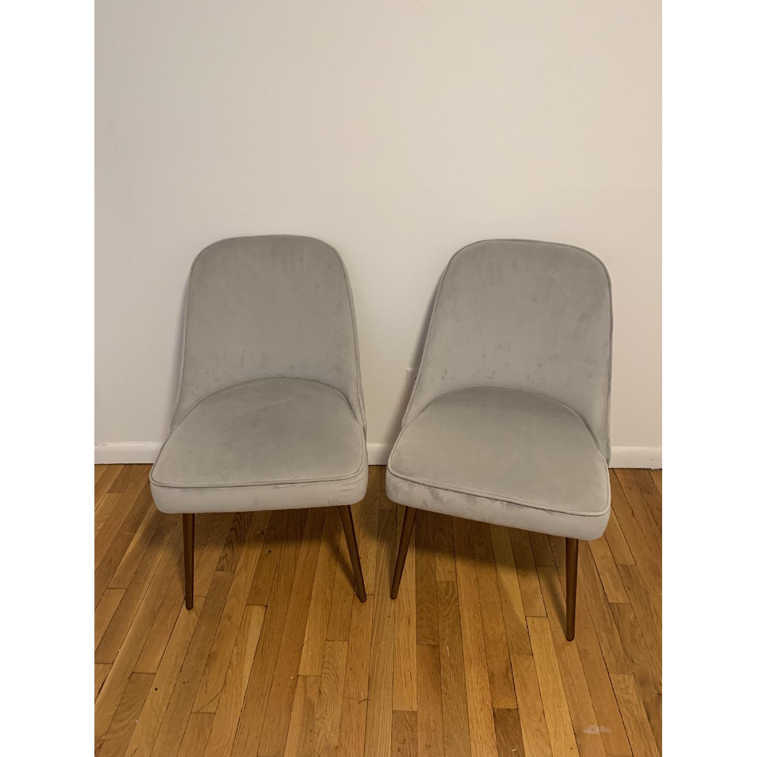 West Elm MidCentury Grey Velvet Upholstered Dining Chairs AptDeco