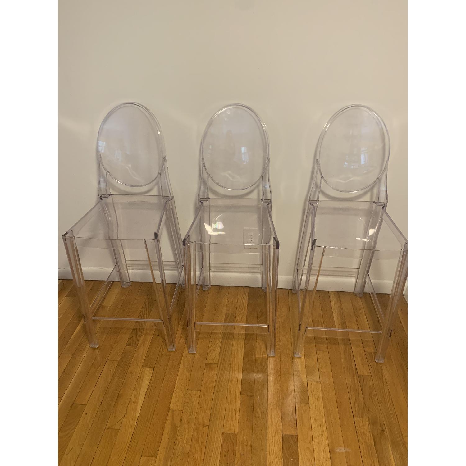 Kartell Clear Counter Patio Bar Stools w/ Oval Back - image-1