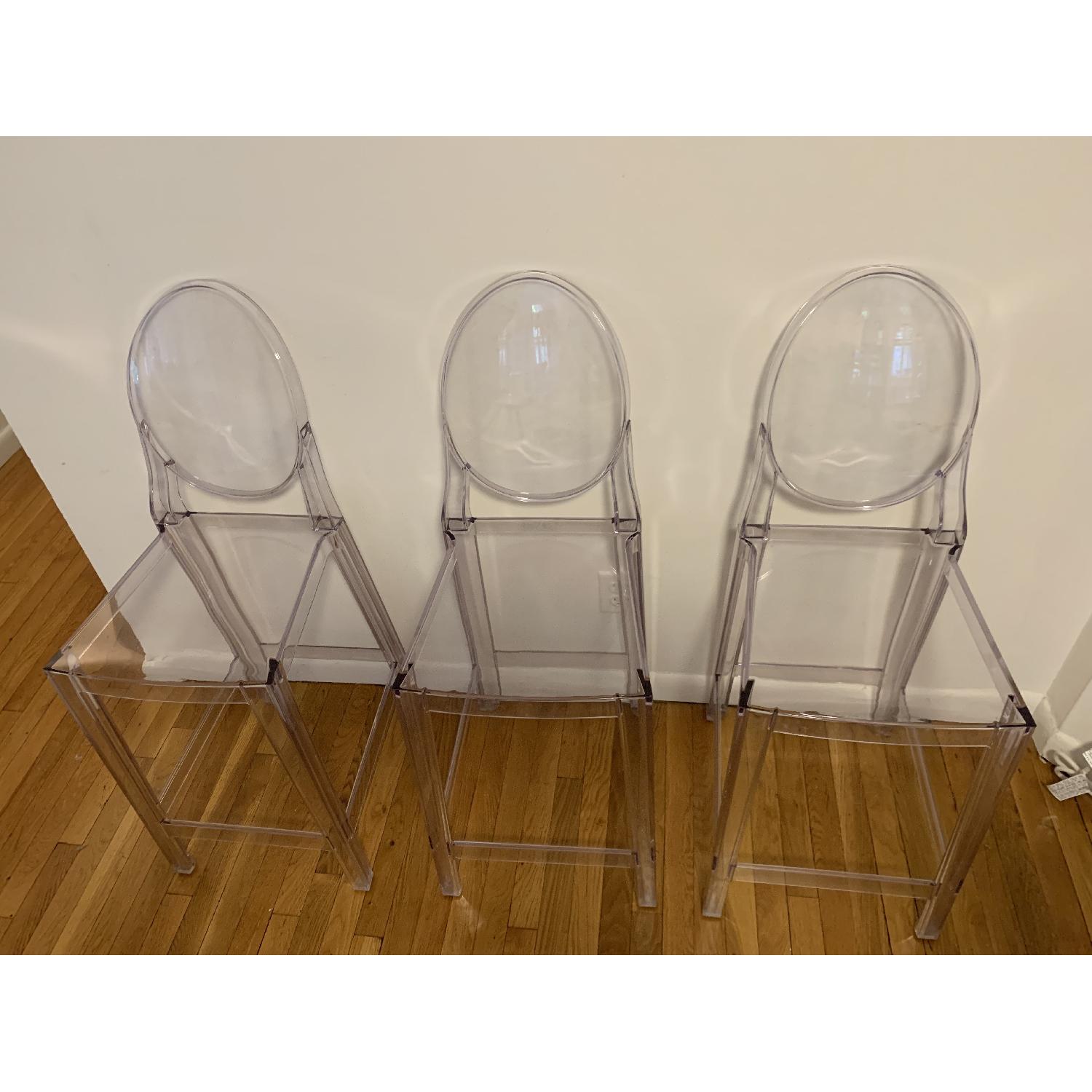 Kartell Clear Counter Patio Bar Stools w/ Oval Back - image-2