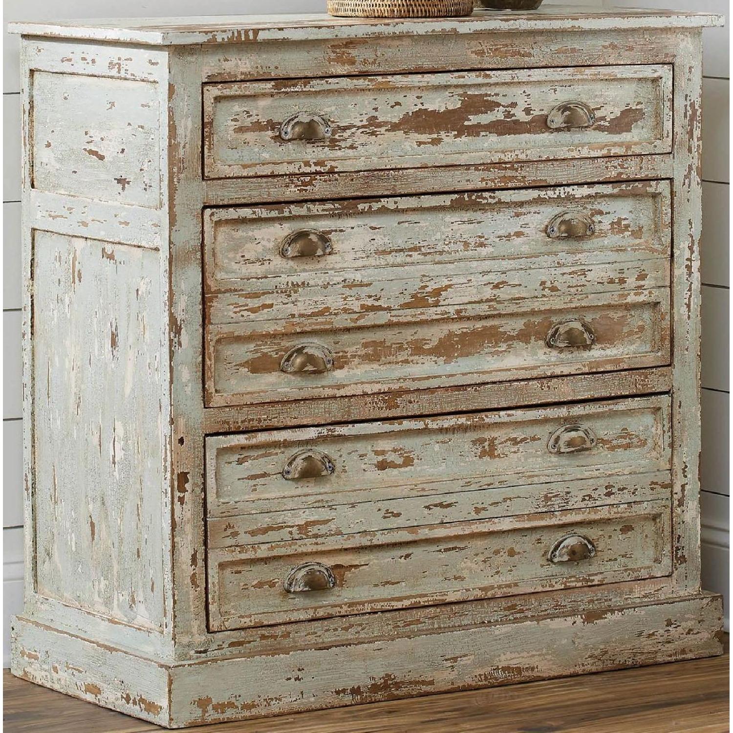 3 Drawer Accent Chest In Antique White Mint Finish Aptdeco