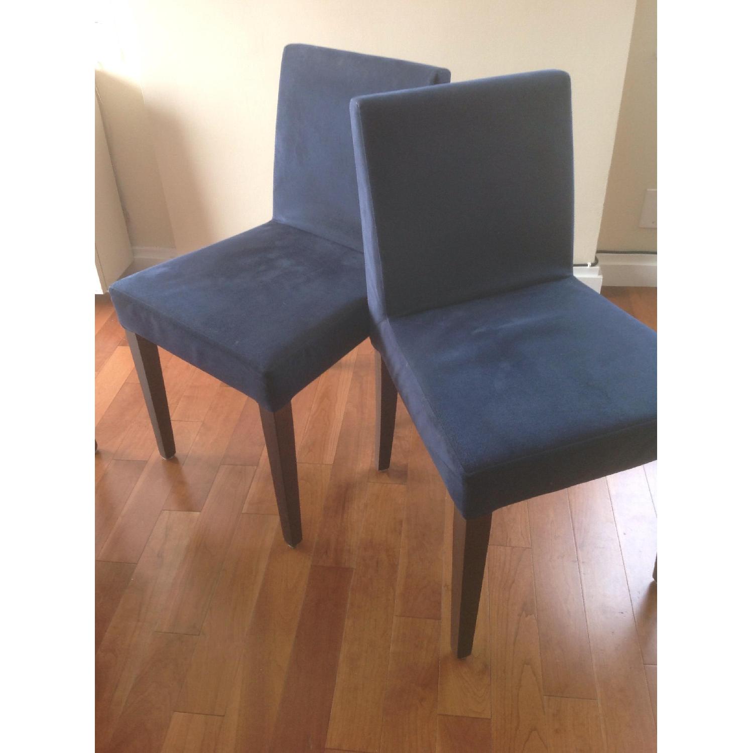 Navy Blue Ultra Suede Upholstered Dining Chairs - image-1