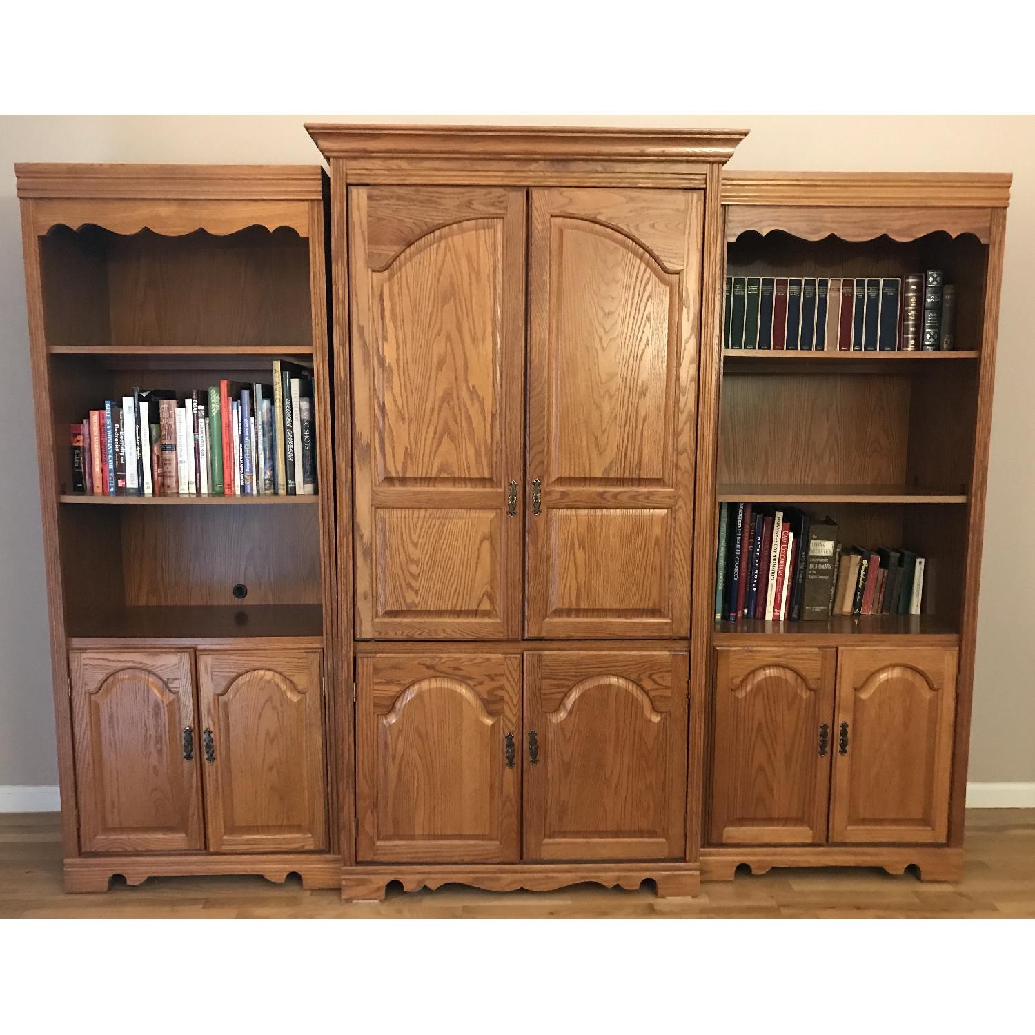 Solid Oak 3-Piece Entertainment & Storage Center - image-1