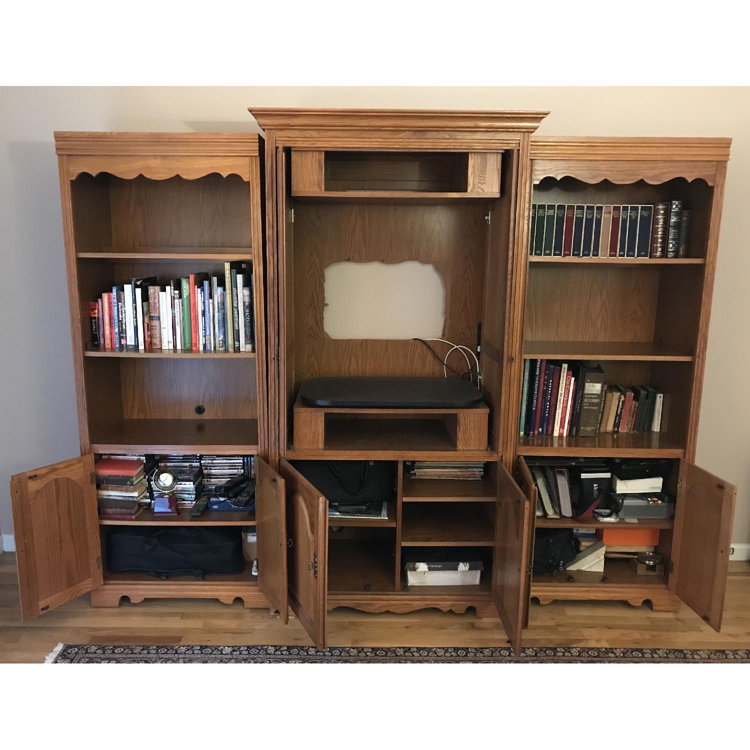 Solid Oak 3-Piece Entertainment & Storage Center - image-2