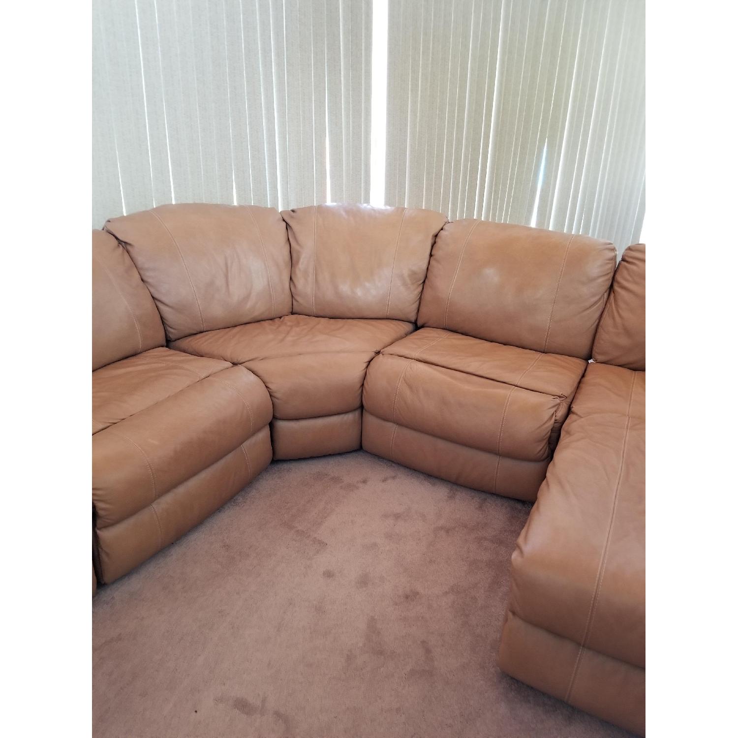 Metropia 5 Piece Tan Leather Sectional Sofa - image-2