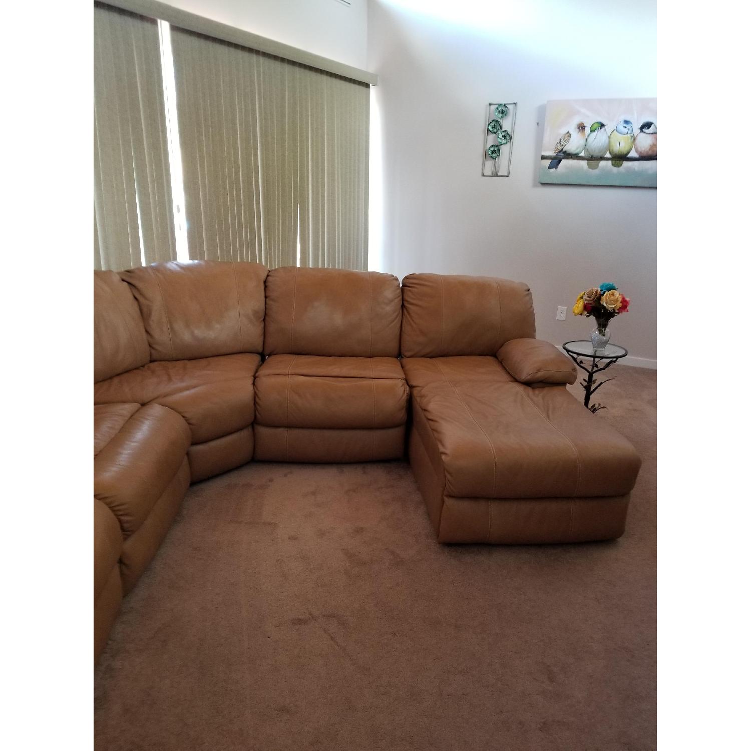 Metropia 5 Piece Tan Leather Sectional Sofa - image-3