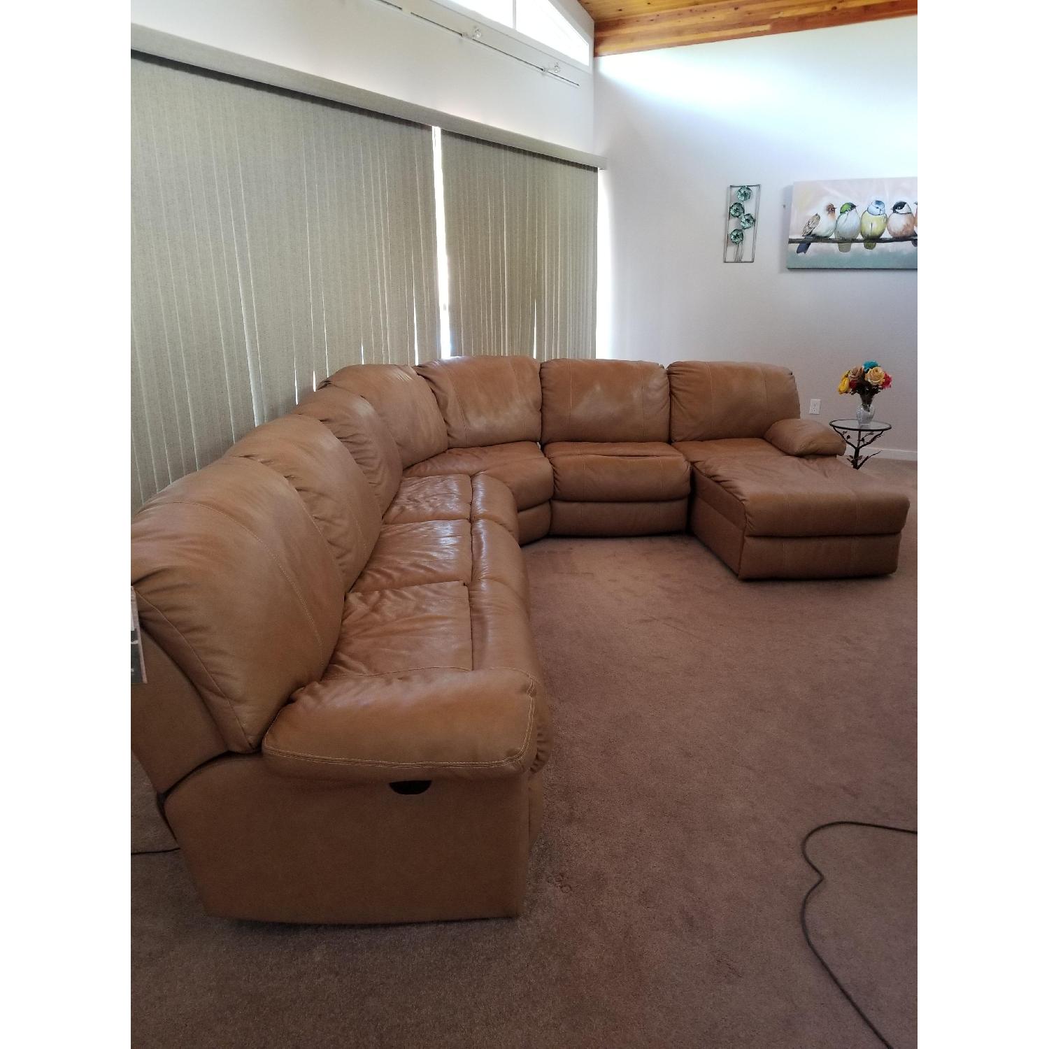 Metropia 5 Piece Tan Leather Sectional Sofa - image-5