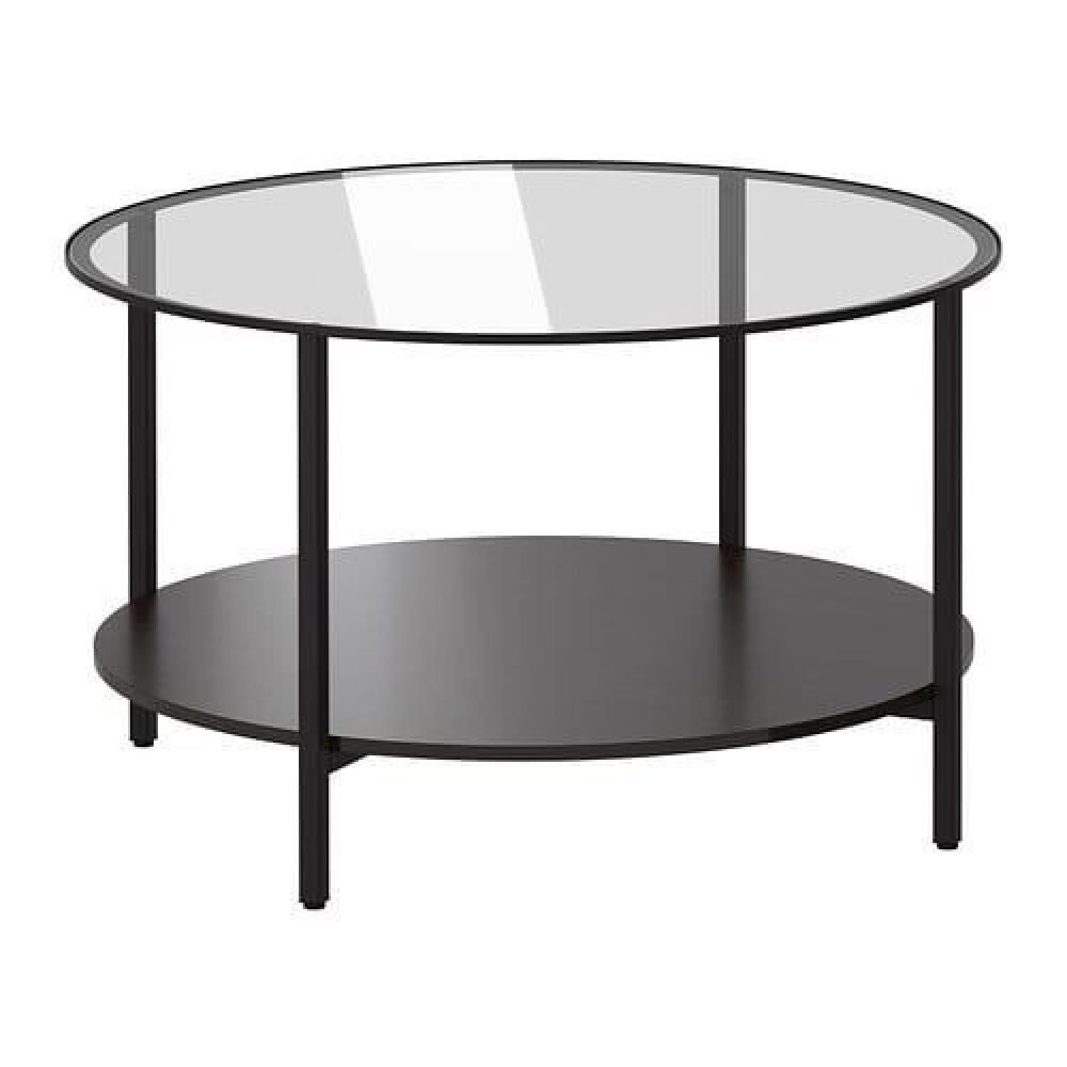 Ikea VIttsjo Round Coffee Table w/ Black-Brown Glass Top - image-0