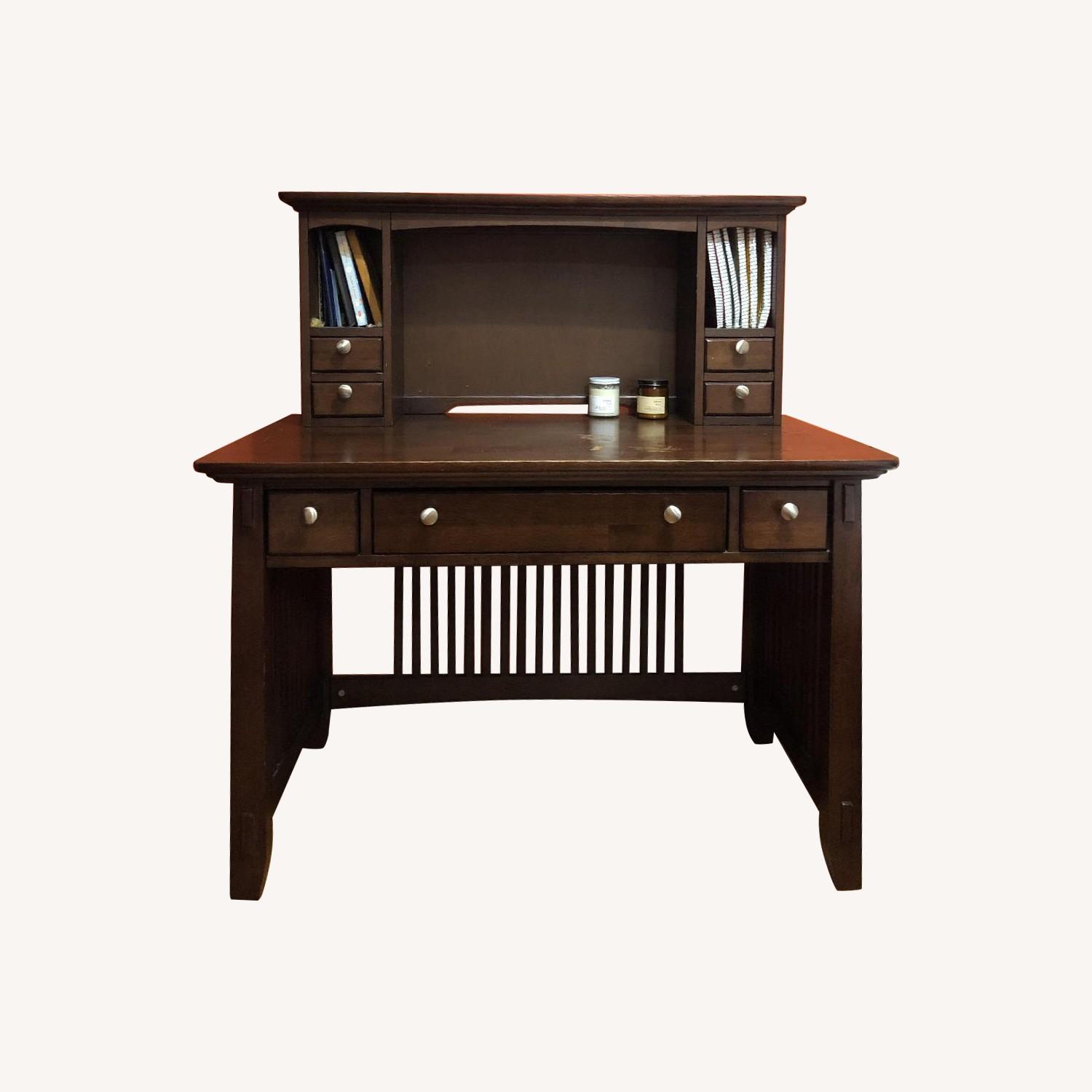 American Signature Cherry Wood Desk W Hutch Aptdeco