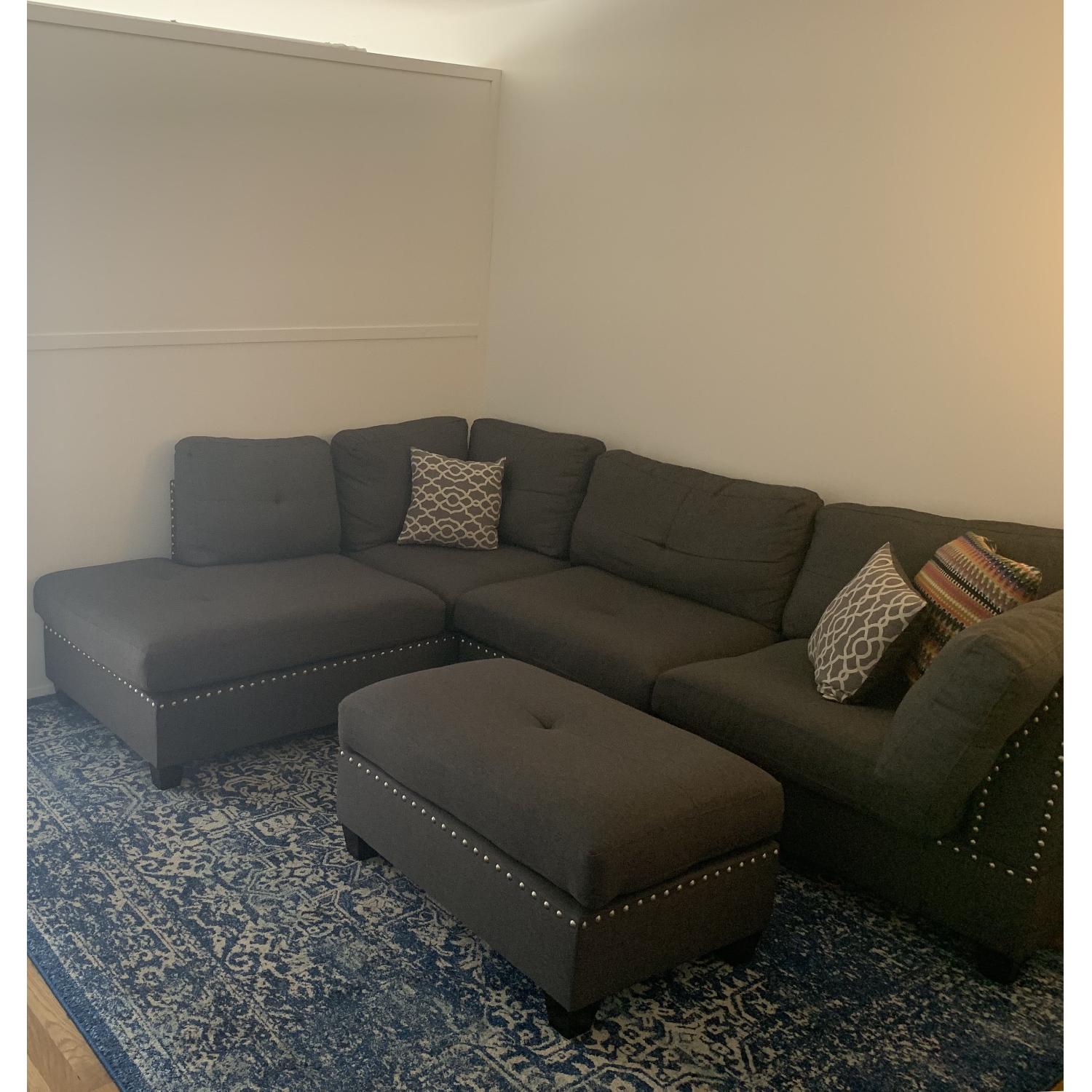 Alcott Hill Charlemont Reversible Sectional Sofa & Ottoman - image-1