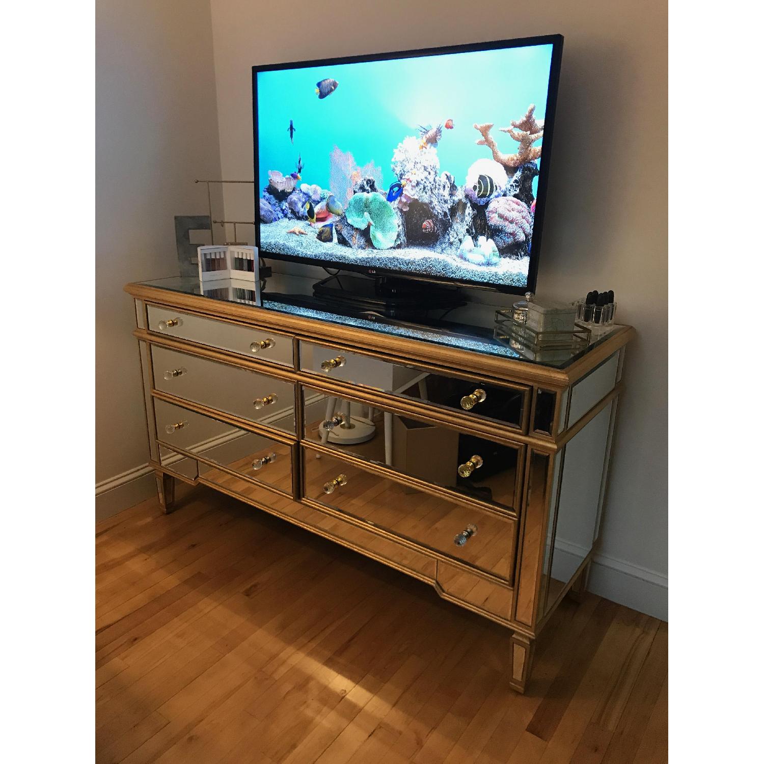 Elegant Home Fashions Mirrored Dresser w/ Gold Accents - image-1