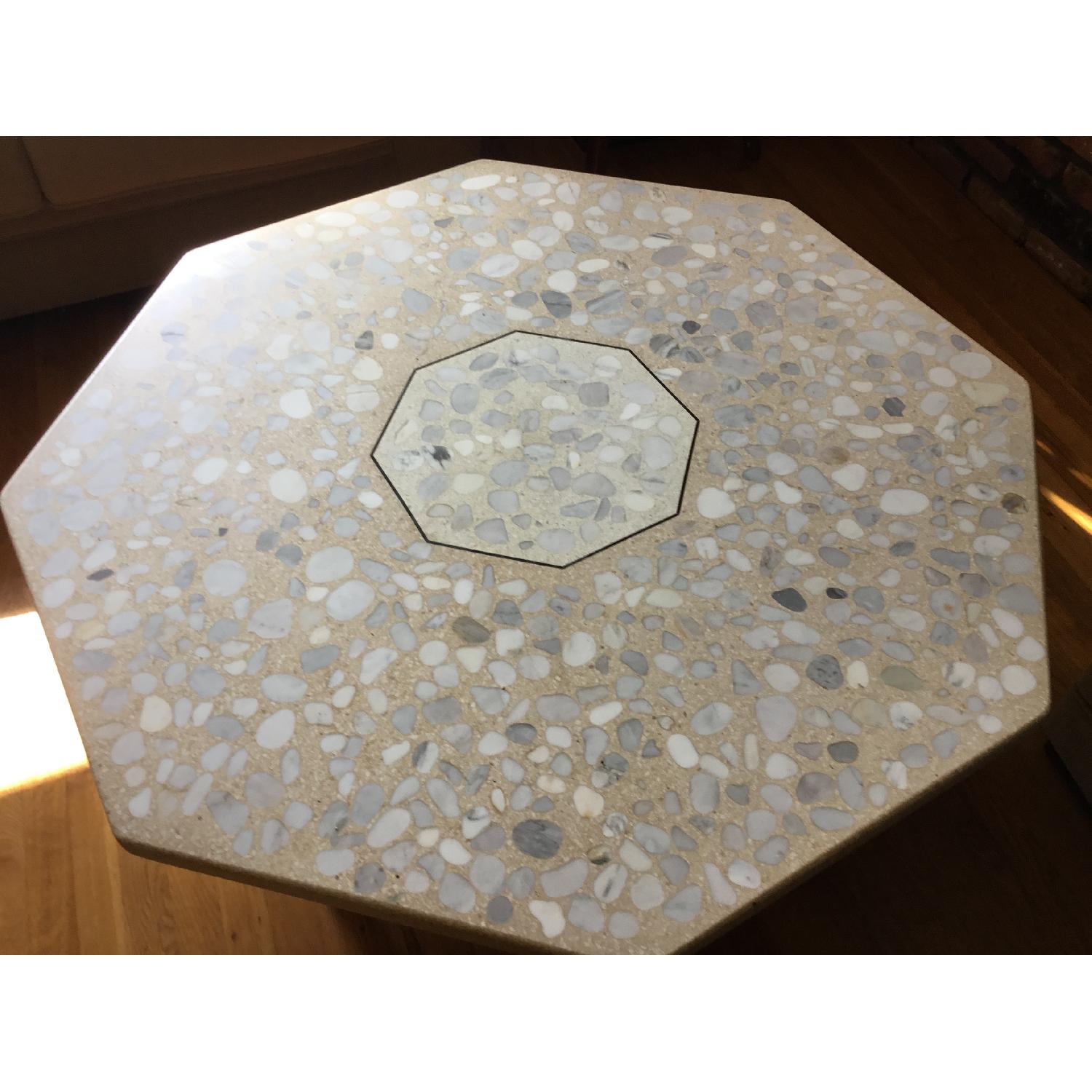 Custom Made Marble Top Wood Base Coffee Table - image-4