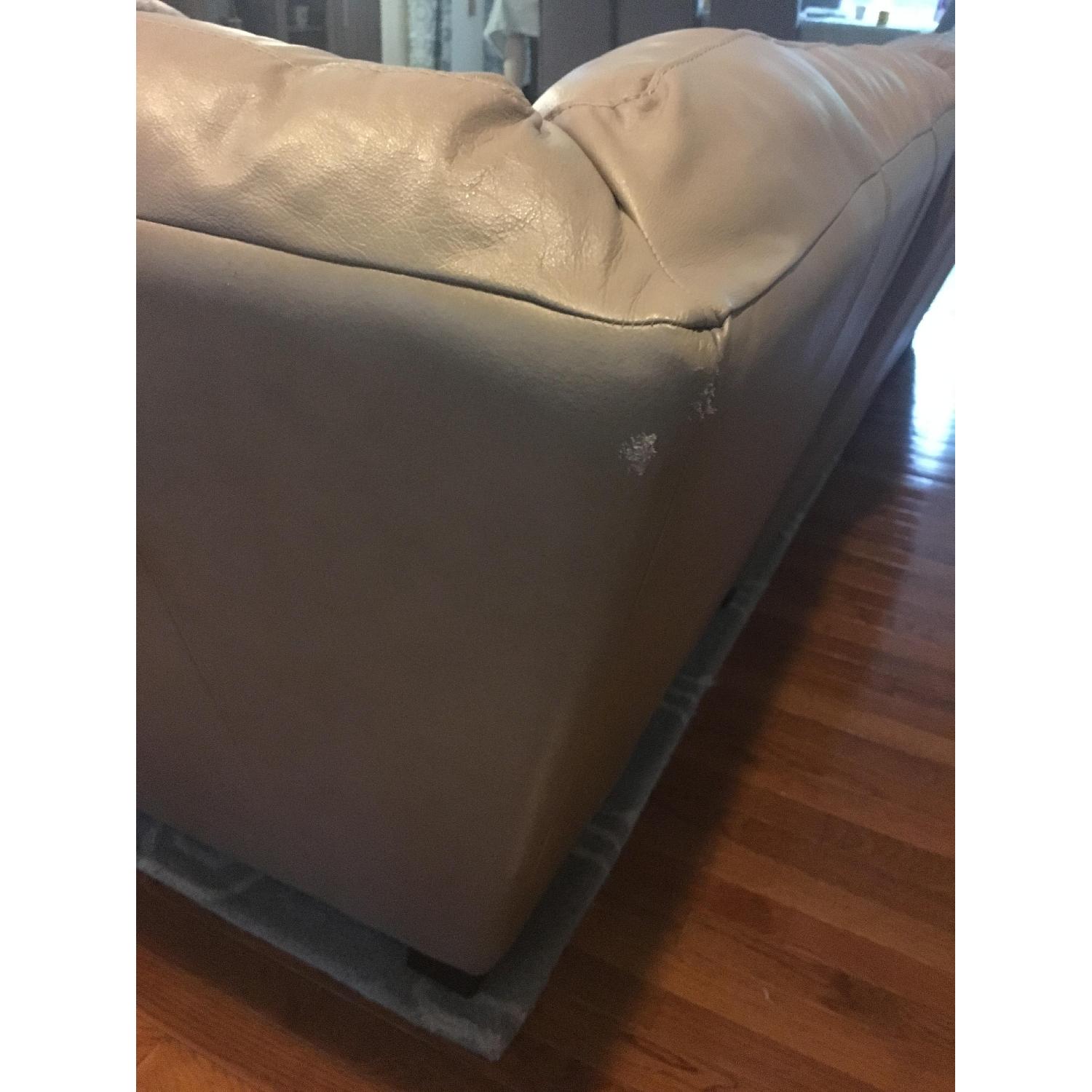 Raymour & Flanigan Beige Leather Sectional Sofa - image-3