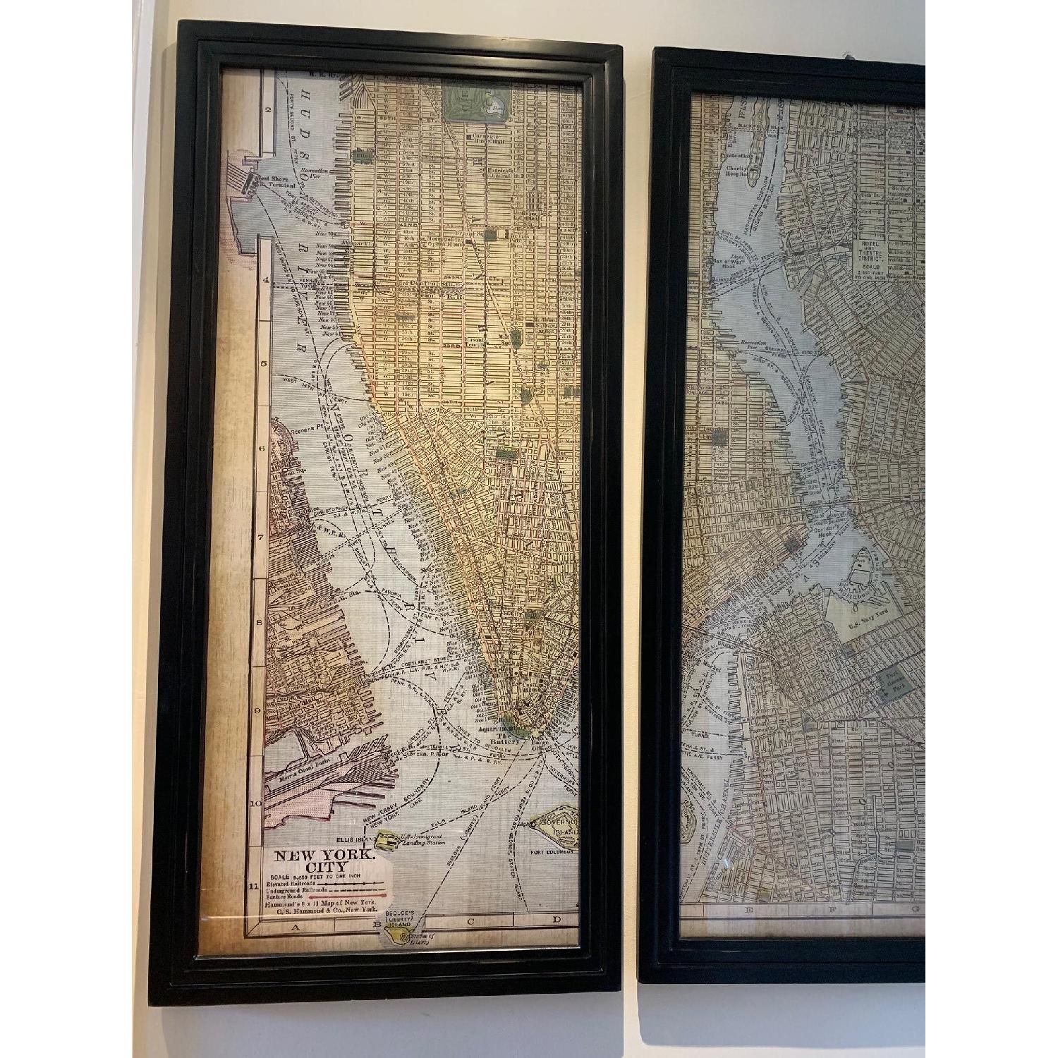 Pottery Barn Framed New York City Map Dyptich Wall Art - image-2