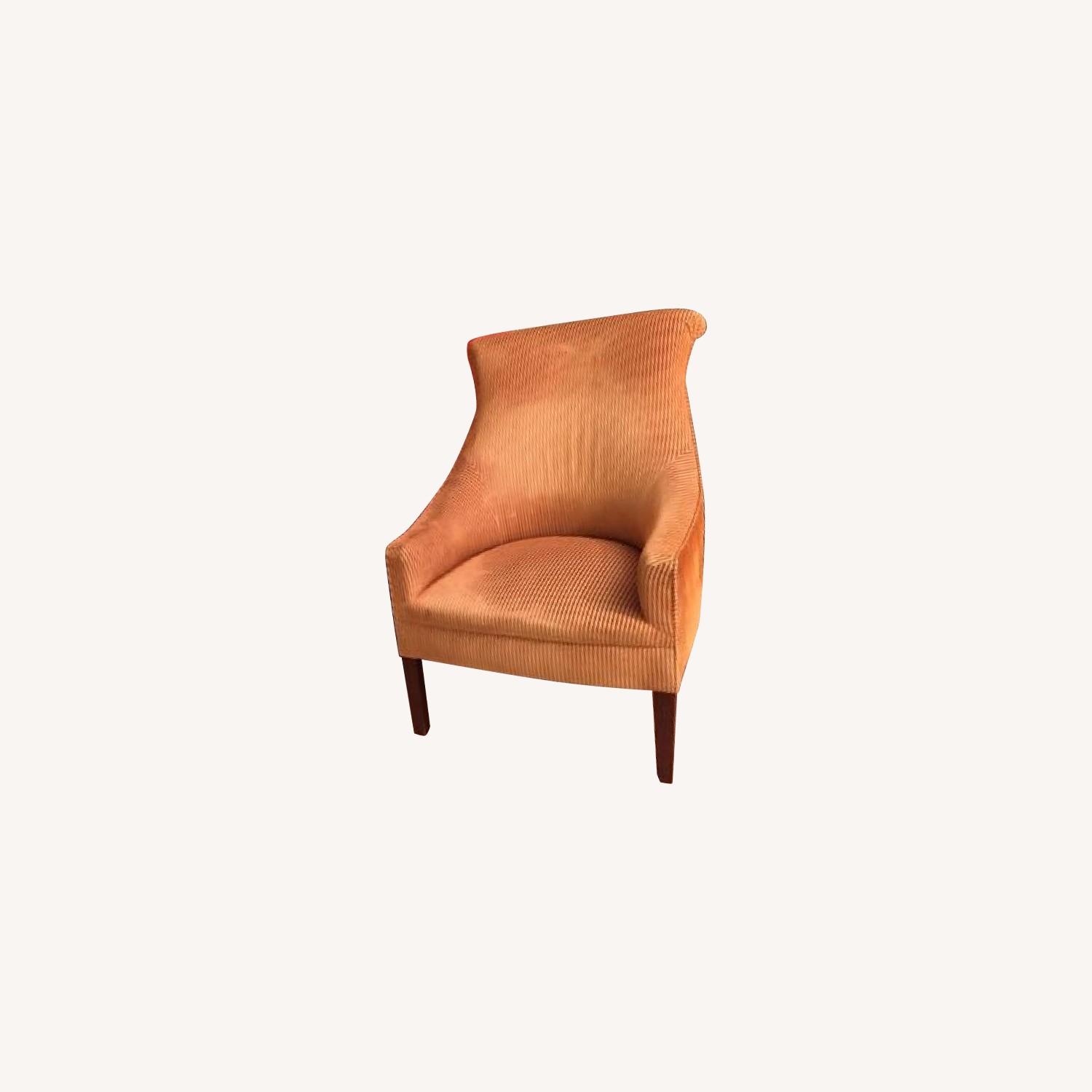 Velvet Gold Wingback Chairs w/ Dusky Blue Background - image-0
