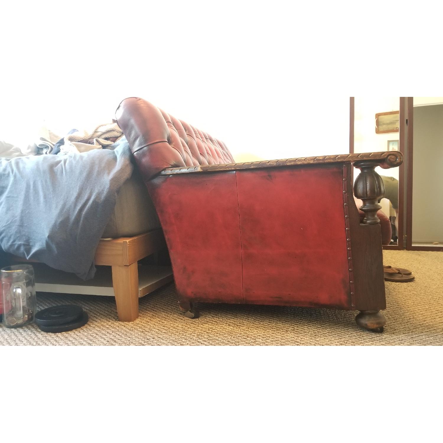 Vintage Red Leather Sofa - image-3