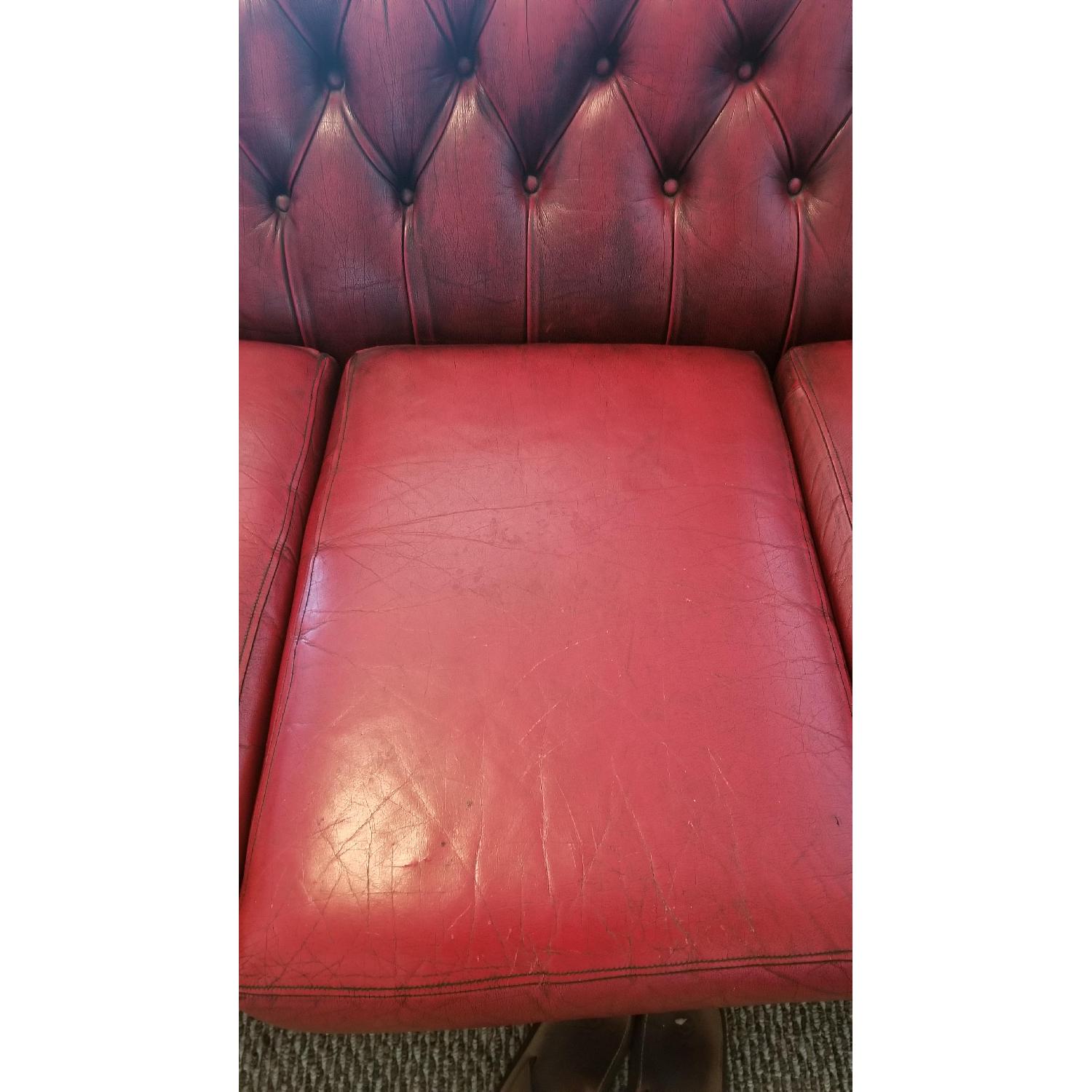 Vintage Red Leather Sofa - image-4