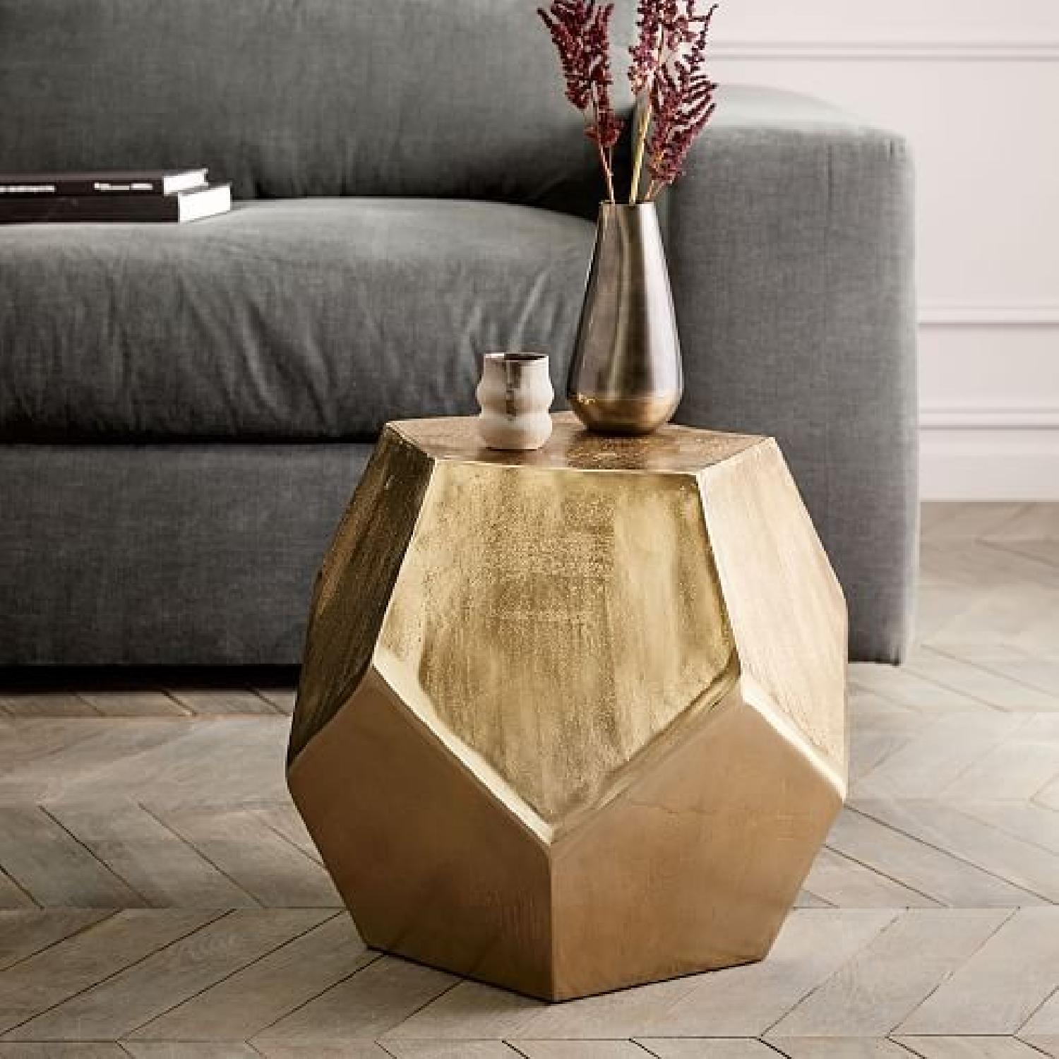 West Elm Metal Gem Side Table in Antique Brass - image-2