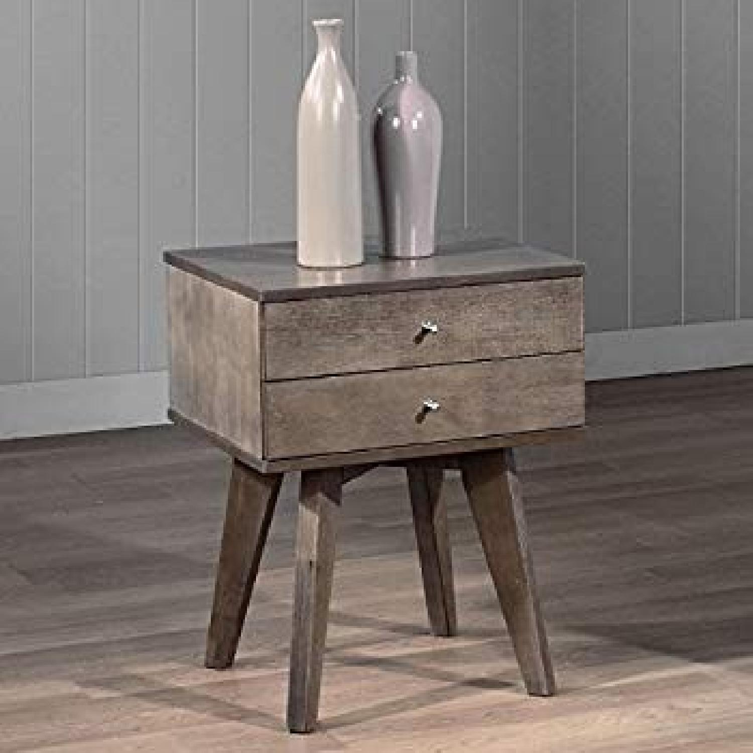 MidCentury Modern Nightstand in Light Charcoal Grey AptDeco