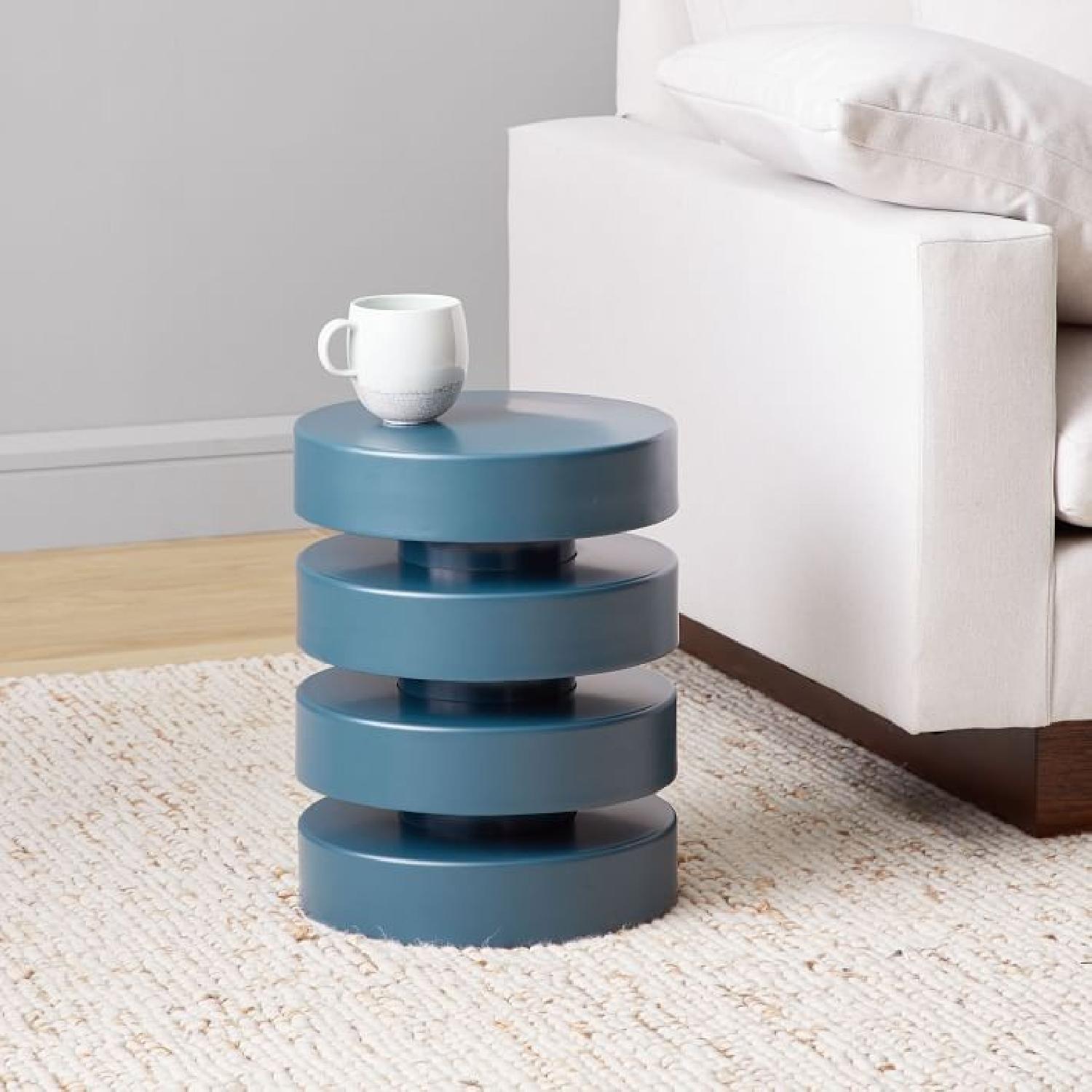 West Elm Floating Disks Side Table in Petrol Blue - image-1
