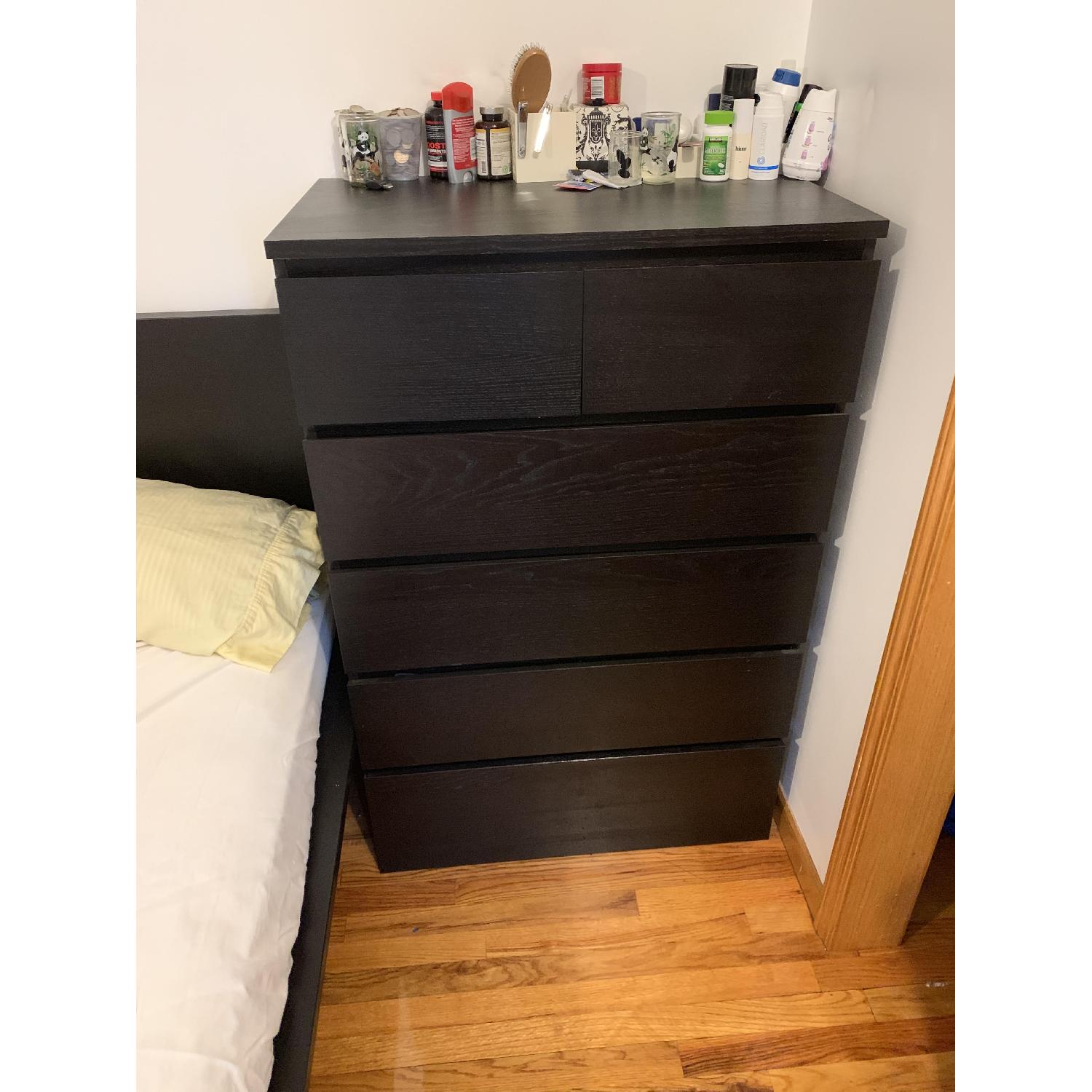 Ikea Malm 6 Drawer Chest In Black Brown For Sale On Aptdeco
