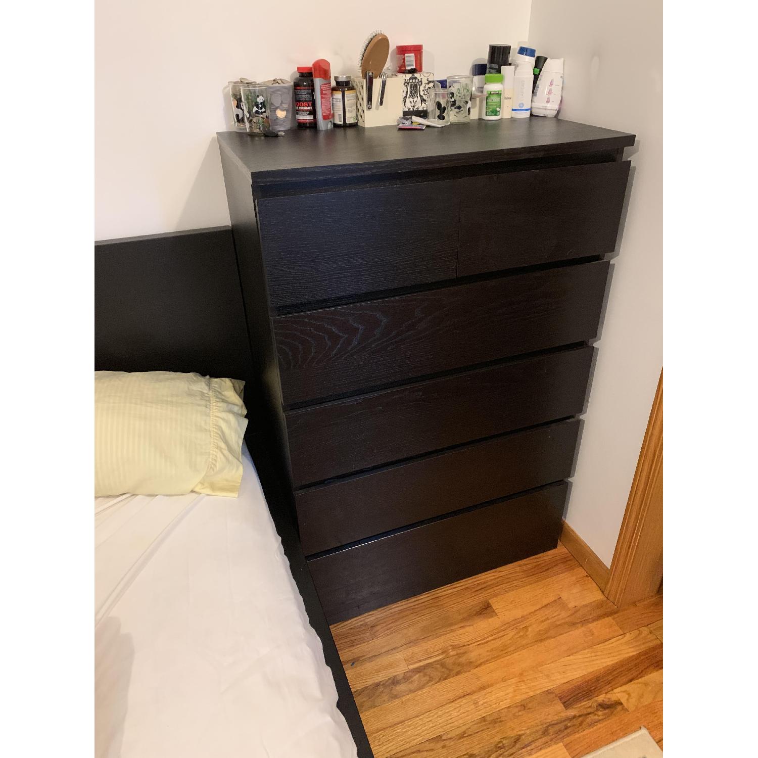 Ikea Malm 6 Drawer Chest In Black Brown For Sale On Aptdeco