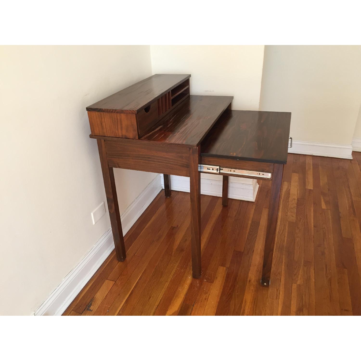 Vintage Mid Century Solid Wood Rolling Desk - image-1