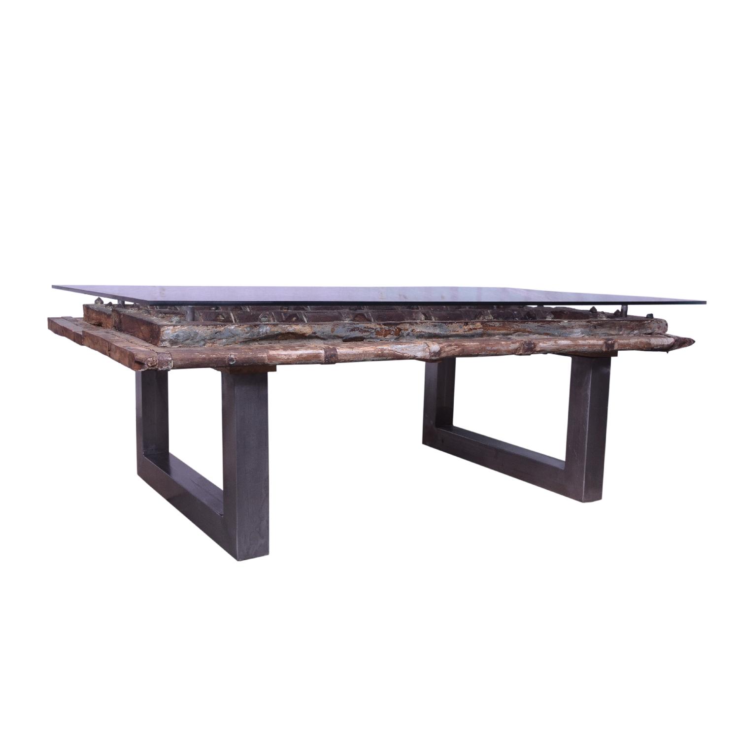 Designe Gallerie Boone Door Coffee Table w/ Glass Top - image-1