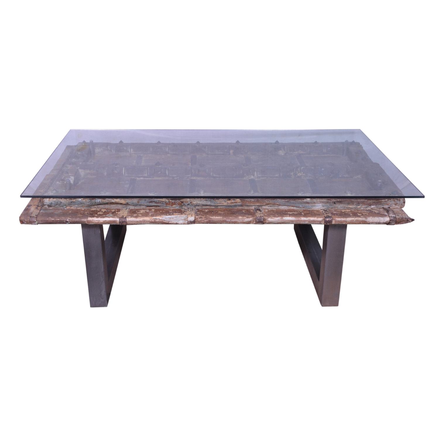 Designe Gallerie Boone Door Coffee Table w/ Glass Top - image-4