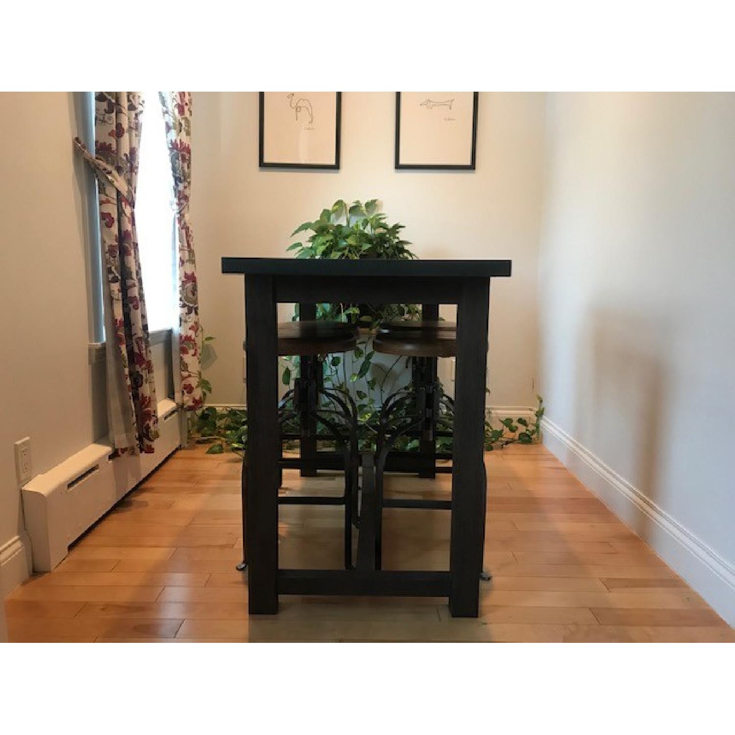 Crate & Barrel District High Table w/ 6 Barstools - image-1