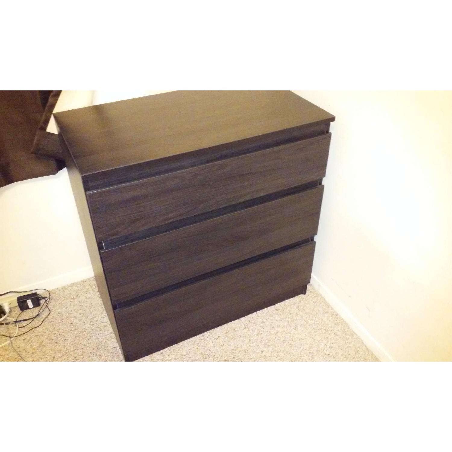 Ikea Malm 3Drawer Dresser in BlackBrown AptDeco