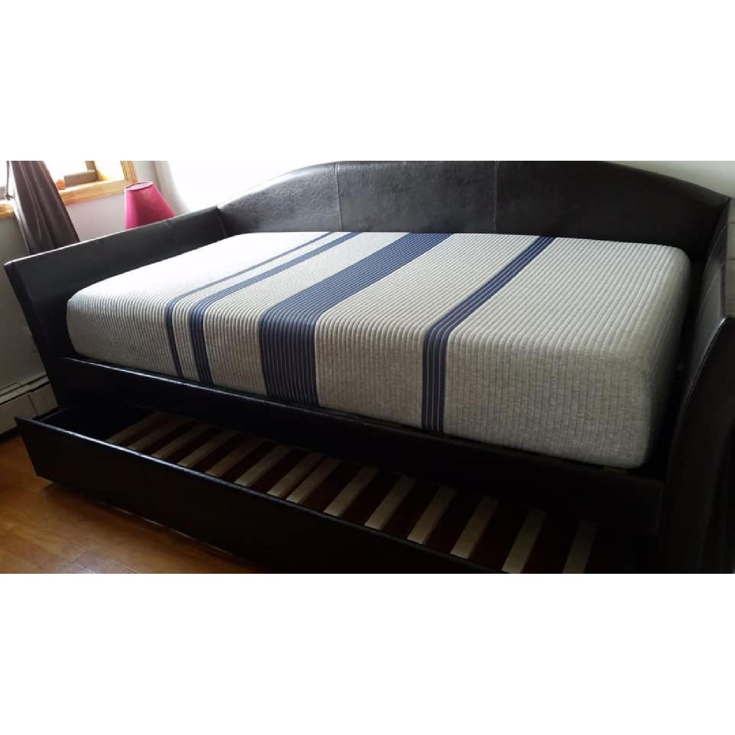 Raymour & Flanigan Leather DayBed w/ Trundle - image-1