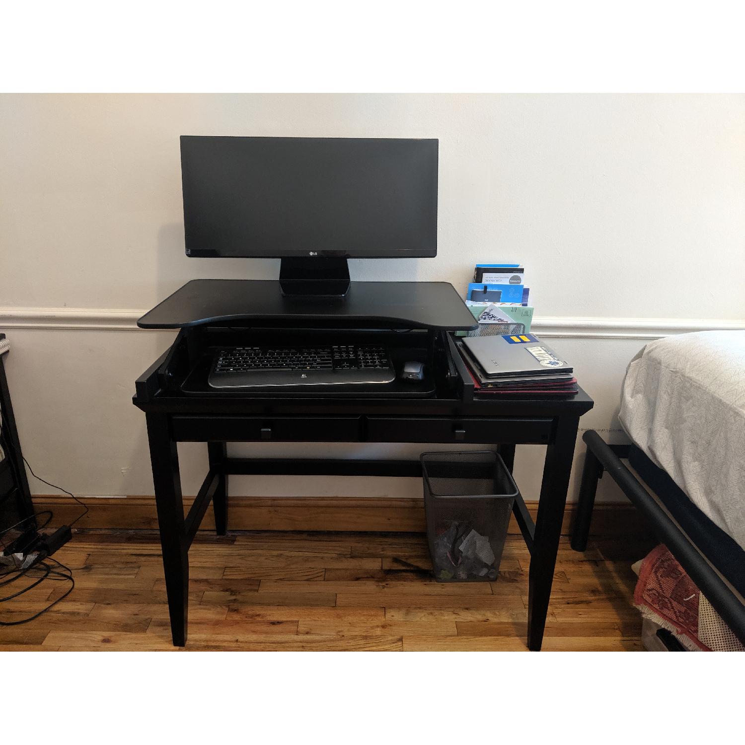 Crate & Barrel Windham Style Desk + DeskRiser Standing Desk - image-1