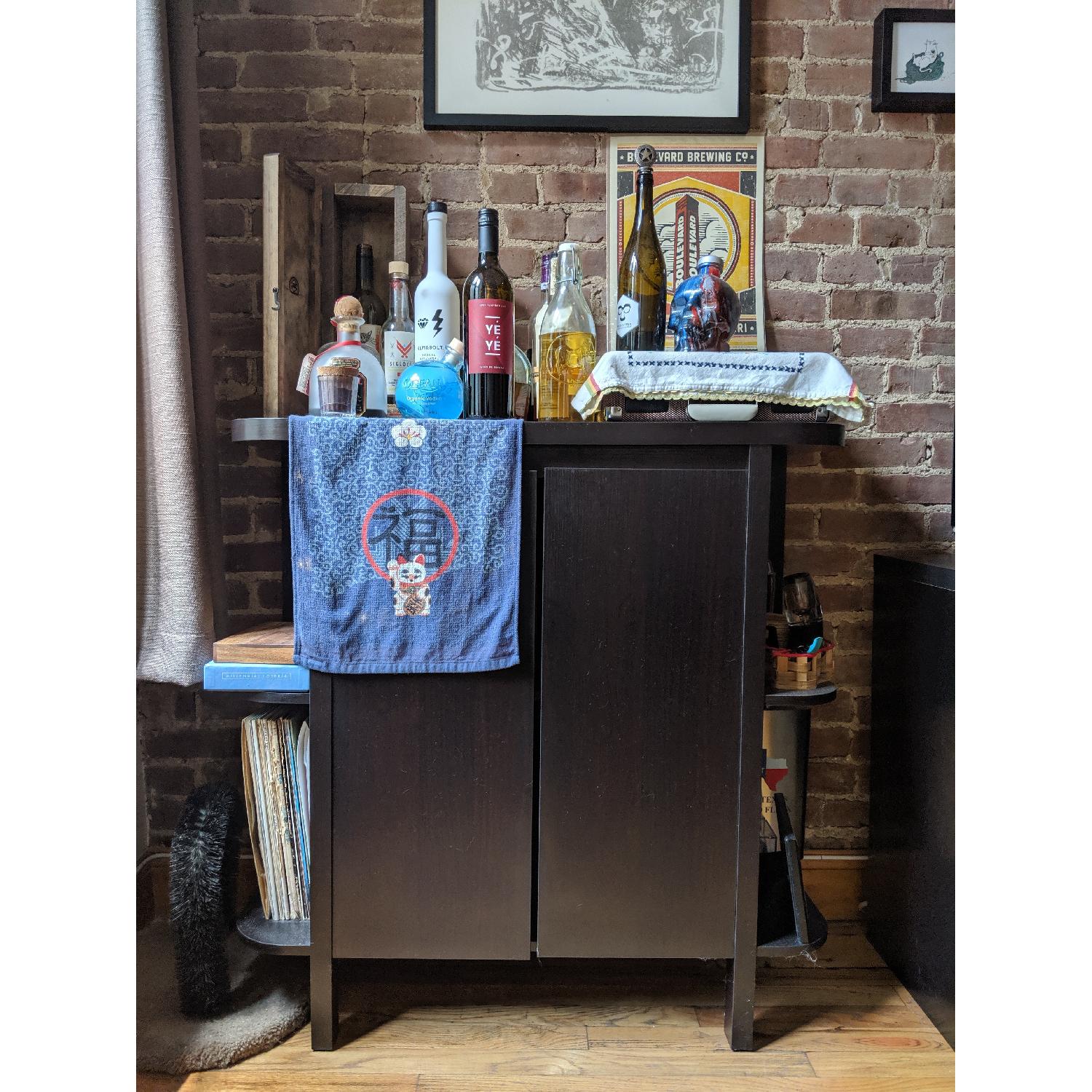 Crate & Barrel Black Wooden Bar & Wine Cabinet - image-2