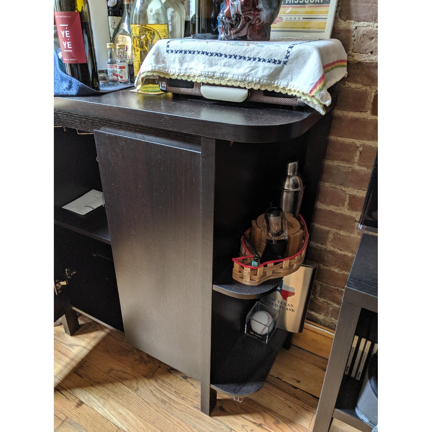 Crate & Barrel Black Wooden Bar & Wine Cabinet - image-4