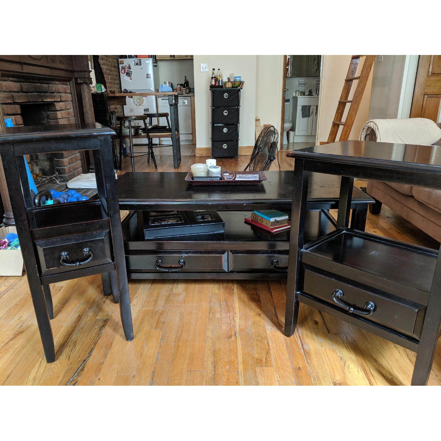 Pier 1 Anywhere Rubbed Black Coffee Table + 3 Side Tables - image-5
