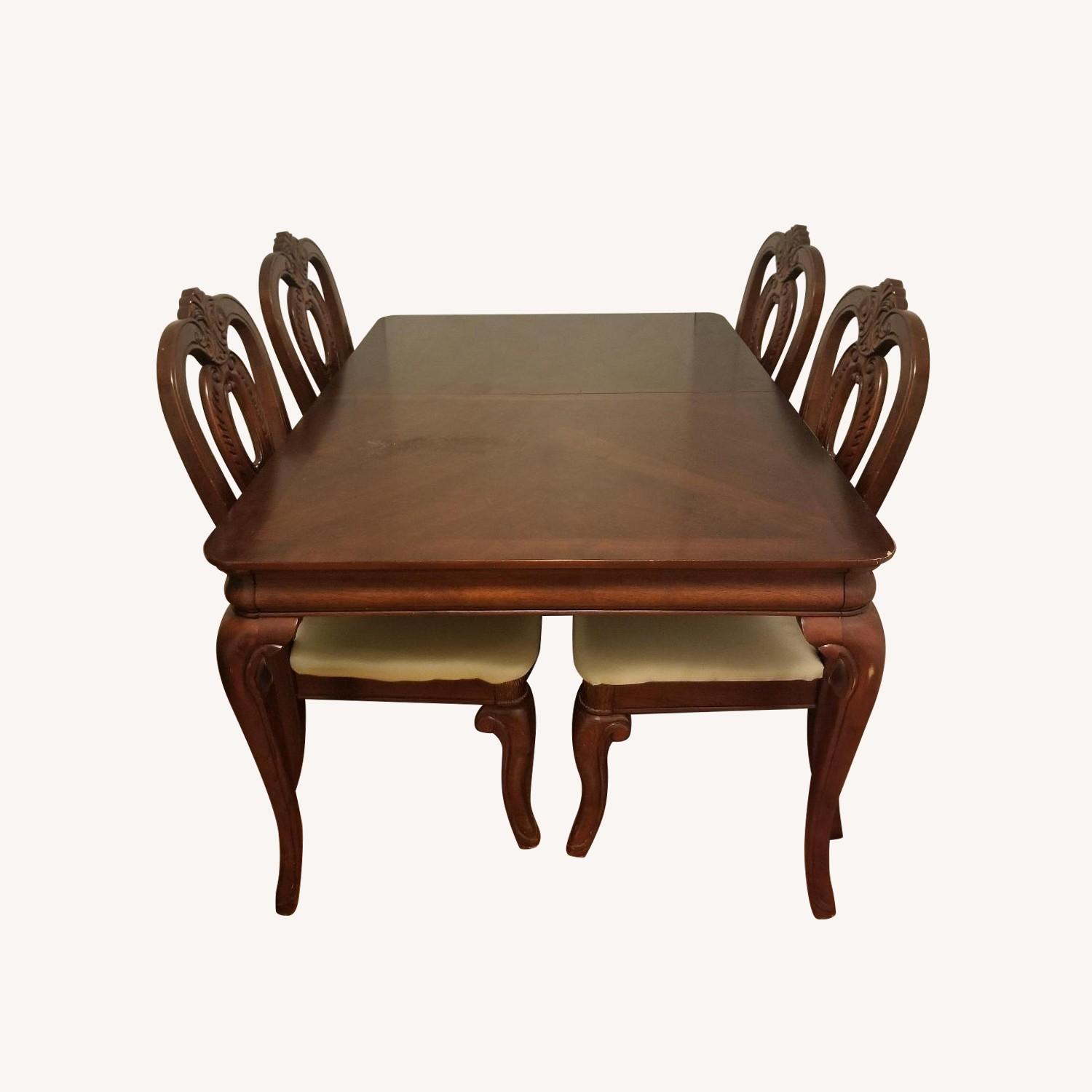 Dark Brown Dining Table w/ 4 Chairs - image-0