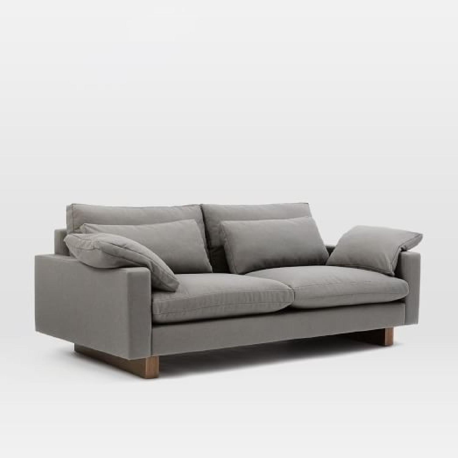 West Elm Harmony Down Filled Ecoweave Pewter Custom Sofa AptDeco