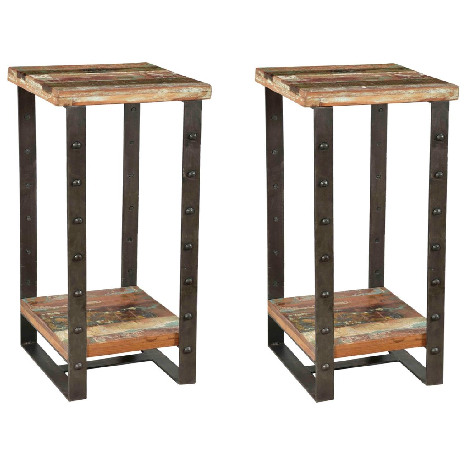Designe Gallerie Telfer Metal Wood Side Tables - image-1