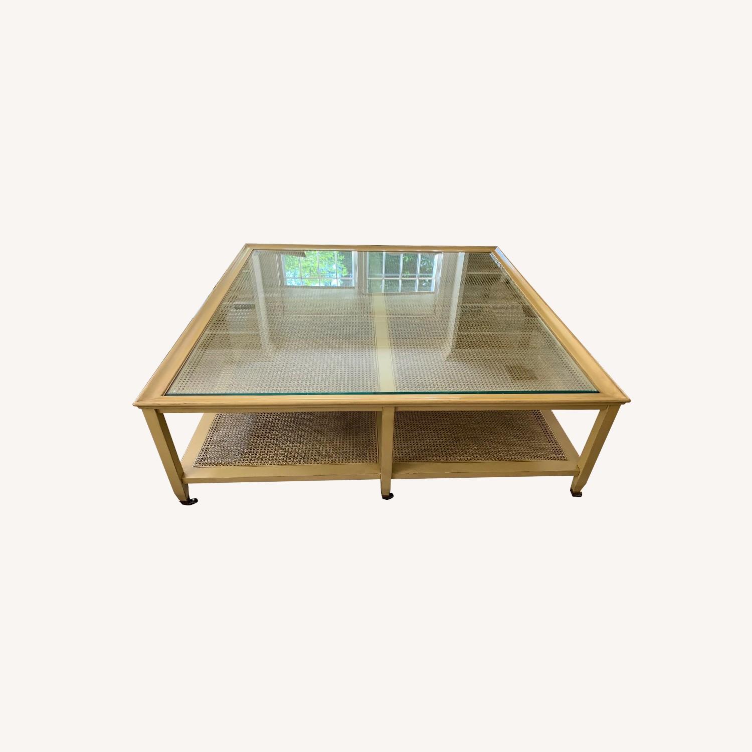 Rattan & Glass Coffee Table AptDeco